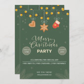 Green Festive Joyeux Noël Fête Invitation (Devant / Derrière)