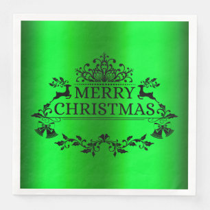 Green Festive Merry-kerstpapier Napkin Servet