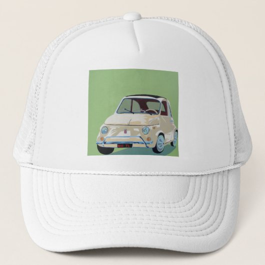 Green Fiat 500 Trucker Pet (Voorkant)