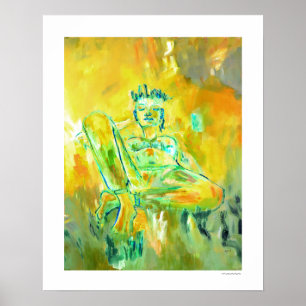 Green Figurative Woman in het Meadow Home Decor Poster