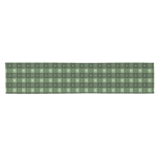 Green Fir Tree Pattern Textured Plaid Christmas Korte Tafelloper (Horizontaal)