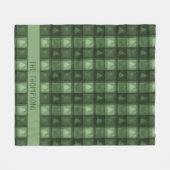 Green Fir Tree Plaid With Custom Name Christmas Fleece Deken (Voorkant (Horizontaal))