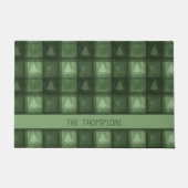 Green Fir Trees Plaid With Custom Name Christmas Deurmat (Voorkant)