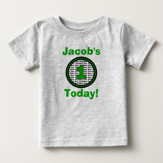 Green First Birthday Boy Shirt (Voorkant)