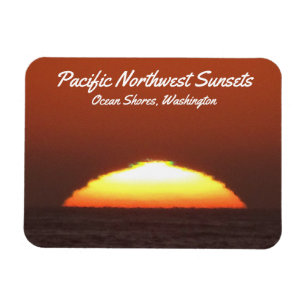 "Green Flash" bij zonsondergang in Ocean Shores, W Magneet