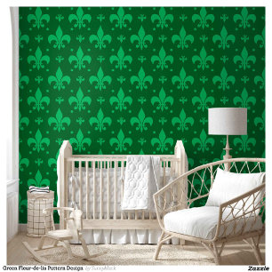 Green Fleur-de-lis Pattern Design Behang
