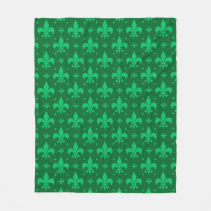 Green Fleur-de-lis Pattern Design Fleece Deken