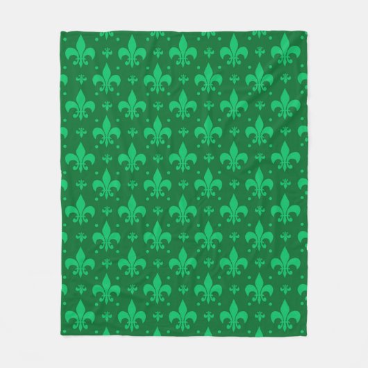 Green Fleur-de-lis Pattern Design Fleece Deken (Voorkant)