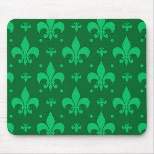 Green Fleur-de-lis Pattern Design Muismat