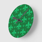 Green Fleur-de-lis Pattern Design Ronde Klok (Hoek)