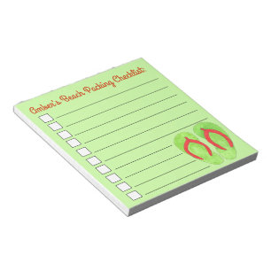 Green Flip Flop Sandals Beach Packing List Notitieblok