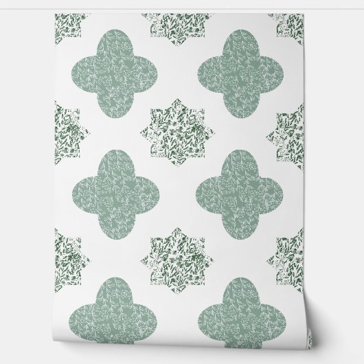 Green Floral Arabesque Wallpaper Behang (Afrollen)