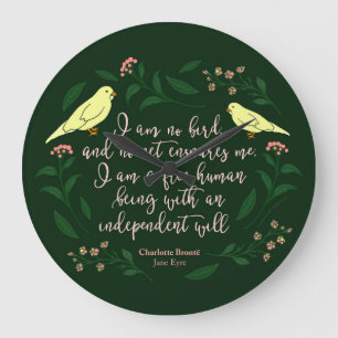 Green Floral Bird Charlotte Bronte Jane Eyre Quote Grote Klok