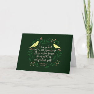 Green Floral Bird Charlotte Bronte Jane Eyre Quote Kaart