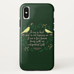 Green Floral Bird Jane Eyre Charlotte Bronte iPhone X Hoesje