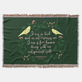 Green Floral Bird Quote Jane Eyre Charlotte Bronte Deken