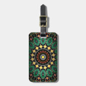 Green Floral Boho  Mandala Bagagelabel (Voorkant verticaal)