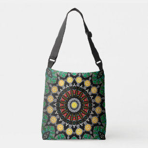 Green Floral Boho Mandala Crossbody Tas