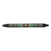 Green Floral Boho Mandala Zwarte Inkt Pen (Voorkant)