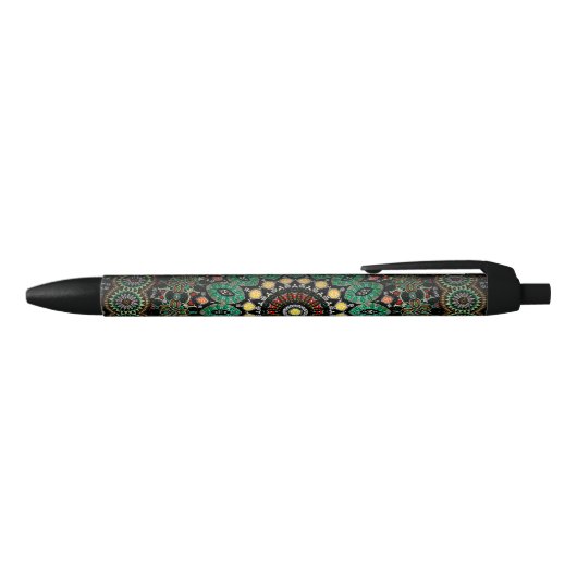 Green Floral Boho Mandala Zwarte Inkt Pen (Bovenkant)