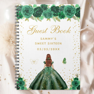 Green Floral Brown Hair Princess Sweet Sixteen Notitieboek