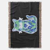 Green Floral Cat  Deken (Voorkant Verticaal)