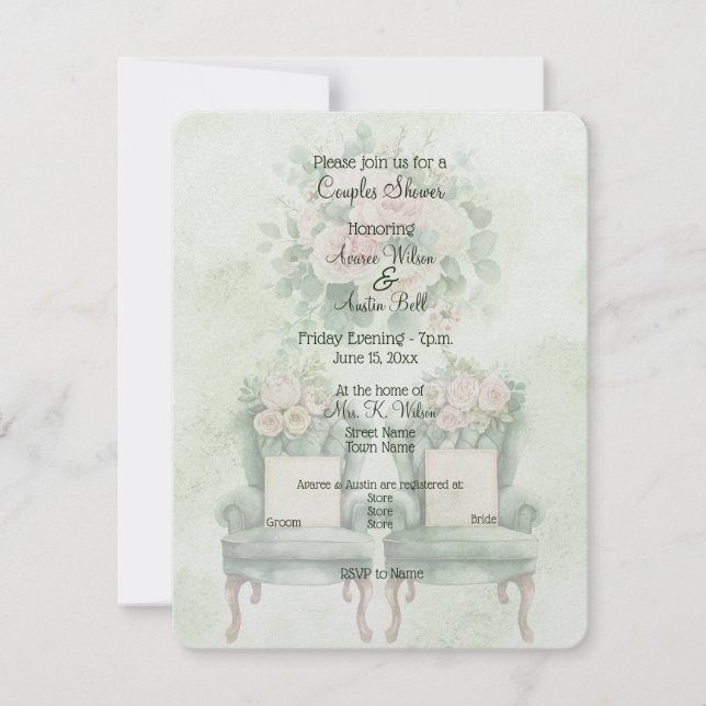 Green Floral Couples Shower  (Voorkant)