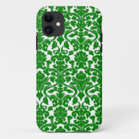 Green Floral Damask Pattern