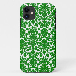 Green  Floral Damask Pattern iPhone 11 Hoesje