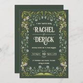 Green Floral Fairytale Faire-part de mariage (Devant / Derrière)