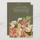 Green Floral Funeral Memorial Programme (Devant / Derrière)