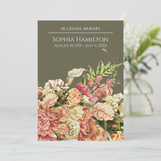 Green Floral Funeral Memorial Programme (Debout devant)