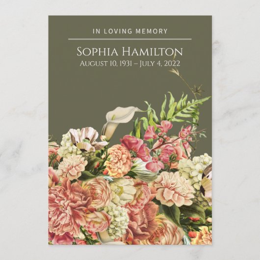 Green Floral Funeral Memorial Programme (Devant)