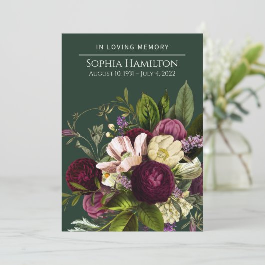 Green Floral Funeral Memorial Programme Programma (Staand voorkant)