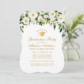 Green Floral Gold Graduation Party Invitation G (Debout devant)