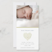 Green Floral Heart Photo Faire-part de naissance b (Devant)