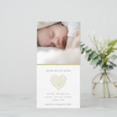 Green Floral Heart Photo Faire-part de naissance b (Debout devant)
