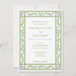 Green Floral Jardin botanique Invitation de mariag