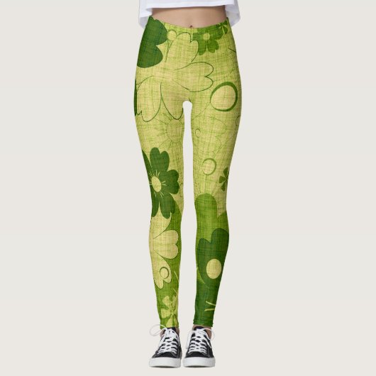 Green Floral Leggings (Voorkant)