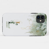 Green Floral Letter L Hoesje-Mate iPhone Case (Achterkant (horizontaal))