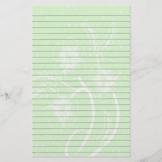 Green Floral Lined Stationery Briefpapier (Voorkant)