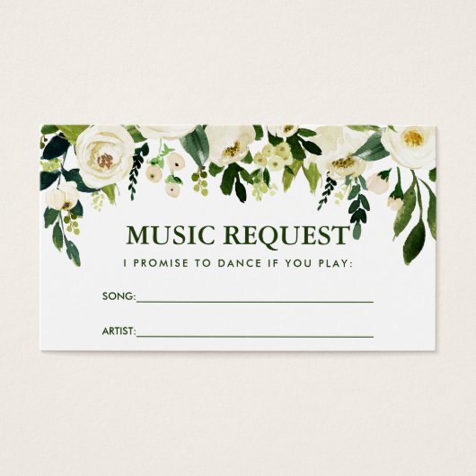 Green Floral Mariage Music Chanson Demande Carte G (Devant)