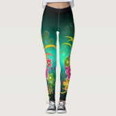 Green Floral Nom personnalisé Leggings Pantalon de (Devant)