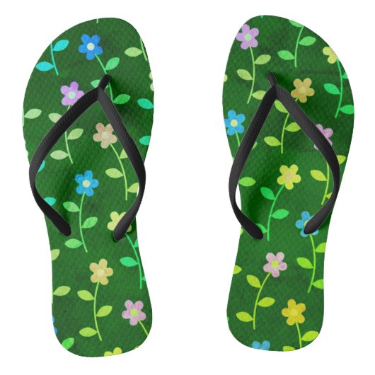 Green Floral Pattern Teenslippers (Voetbed)