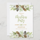 Green Floral Pines Wreath Christmas Invitation (Devant)