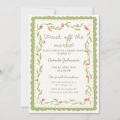 Green Floral Scalloped Frame Birthday Invitation (Devant)