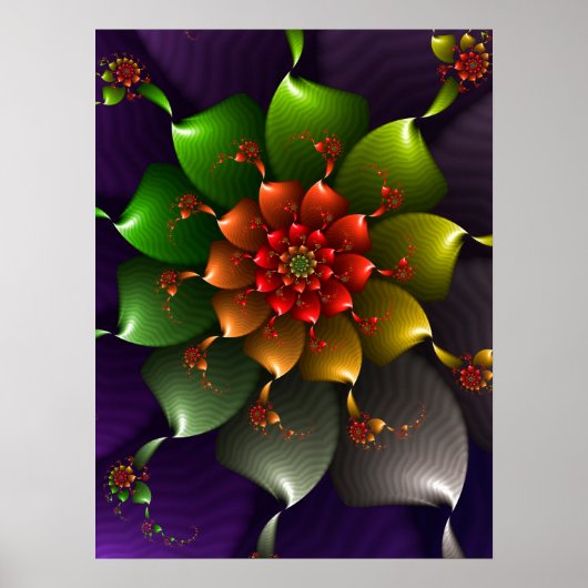 Green Floral Spiral Poster (Voorkant)
