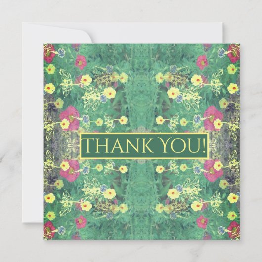 Green Floral "Thankyou"-kaart Bedankkaart (Voorkant)