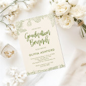 Green Floral Trendy Brunch afstuderen Kaart