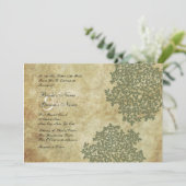 Green Floral Vintage Wedding Invitations (Debout devant)